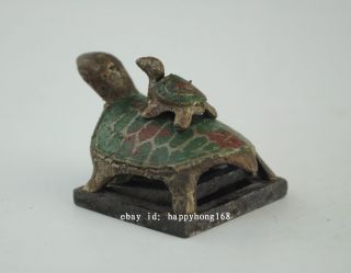Four rare chinese bronze tortoise - shaped seal a01 3