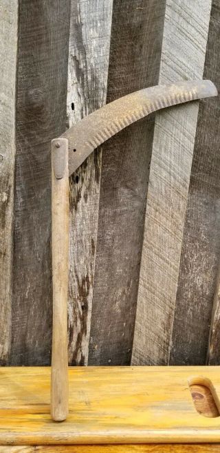 1 Antique Wooden Handle Scythe Sickle Corn Knife Tool Rustic Farm Barn Tool