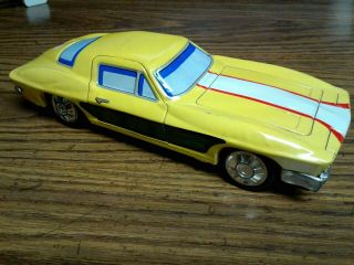 Vintage 1960 ' s Tin Friction Corvette Sting Ray 9.  5 Inches Made in Japan 4