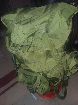 Vintage Us Army Surplus Alice Field Pack Military Combat Green Nylon Backpack