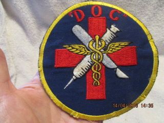 Vtg.  Patch Medical " Doc " With Syringe,  Scalpel & Red Cross 4 3/4 Inches