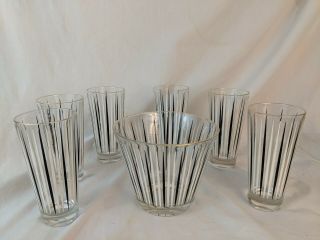 Vintage 1950s Atomic Glasses Set Of 6 Mid Century Modern Bar Ice Bucket