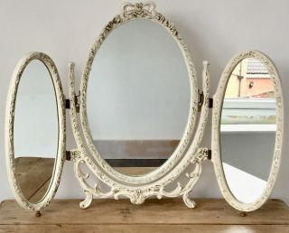 Vintage Pretty Shabby Chic Dressing Table Triple Mirror