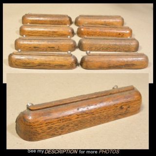 Antique Set Of 8 Oak Rolltop Desk Wood Drawer Pulls / Handles