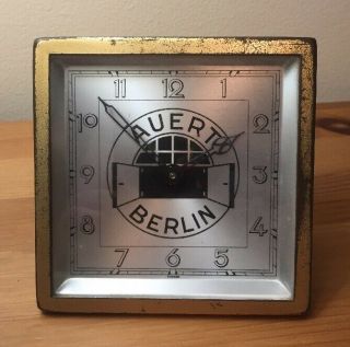 Vtg Mid Century Art Deco Auert Berlin 5” Square Clock Tabletop