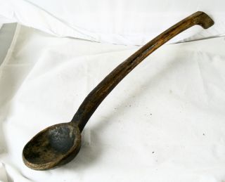 Antique 19`c Primitive Hand Carved Wooden Spoon - 15  - Retro Kitchen Decor