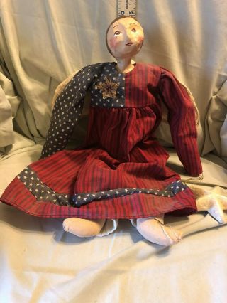 Primitive 4 Th Of July Folk Art Angel Doll