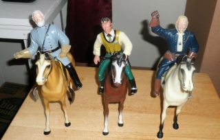 Vintage Hartland Figures Brett Maverick General Custer Robert E Lee Horses Etc