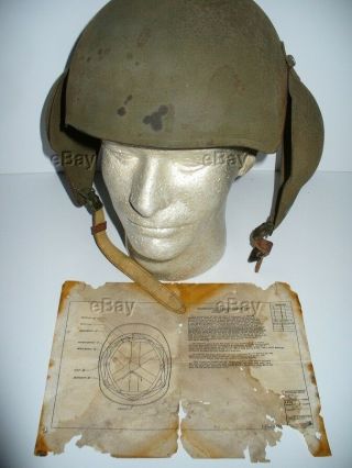 Ww2 M3 Helmet W/instruction Sheet Wwii Flak Bomber Chinstrap Liner Webbing Army