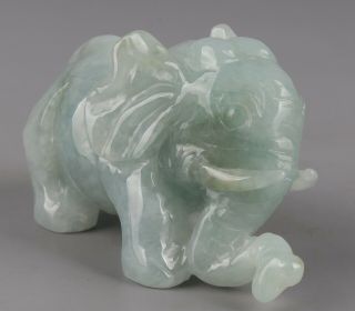 Chinese Exquisite Hand - carved Elephant Carving jadeite jade statue 2
