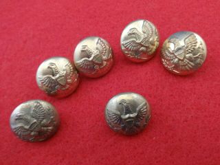 6 Large Us Cavalry Infantry Artillery Late Indian War Brass Coat Buttons Eagle