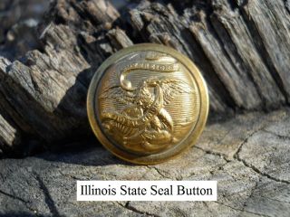 Old Rare Vintage Antique War Relic Illinois State Seal Coat Button