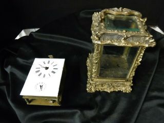 Antique Ornate Bronze/brass Small French Carriage Clock Birds Alarm Parts Repair