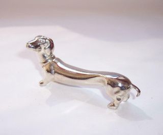 Vintage Art Deco Silver Plated Dachshund Dog Figure/animal Ornament Detail