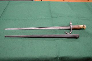 French 1876 Gras Sword Bayonet With Scabbard St.  Etienne Good Shape M1874