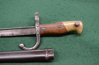 FRENCH 1876 GRAS SWORD BAYONET WITH SCABBARD ST.  ETIENNE GOOD SHAPE M1874 2