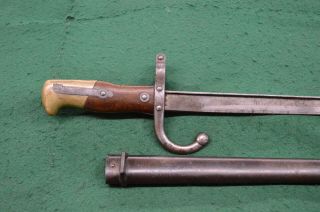 FRENCH 1876 GRAS SWORD BAYONET WITH SCABBARD ST.  ETIENNE GOOD SHAPE M1874 5