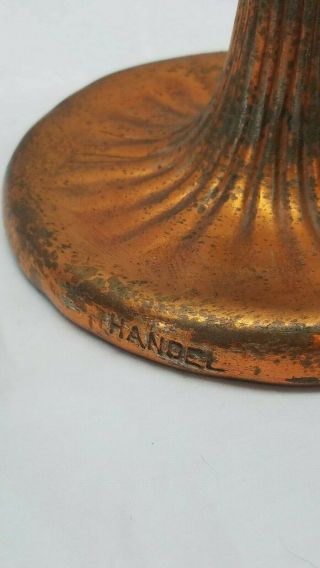 Vintage Antique Bronze Copper Handel Signed Lamp Light Base Stand Replacement 3