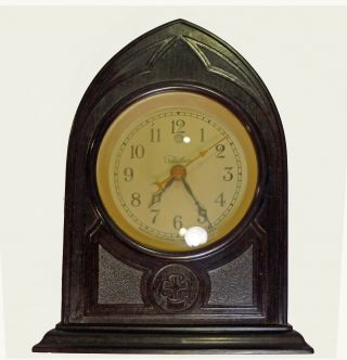 Vintage Warren Telechron Swirl Bakelite Cathedral Electric Mantel Clock M1