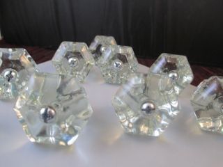 Vintage Glass Drawer Pull Knobs Clear Glass