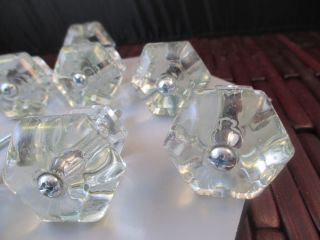 Vintage glass drawer pull knobs clear glass 3