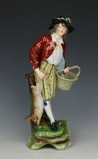 Antique E&a Muller Figurine " Man With Rabbit " Worldwide