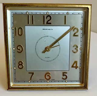 Brock And Co 8 Days Swiss Travel Desk Alarm Clock 19017 Vintage 3 Inscriptions