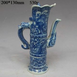 Chinese Blue And White Porcelain Teapot W Qing Dynasty Qianlong Mark