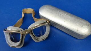 Us Air Transport Flying Goggles W/case - American Optical Co.  - Cased