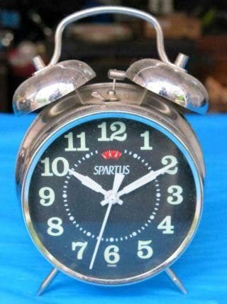 Vintage Spartus Twin Bell Alarm Clock 4 Parts Or Restoration