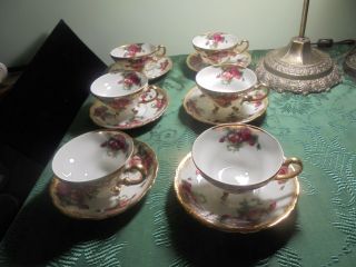 Vintage Royal Sealy China 3 Footed Tea Cup And Saucer Set.  Pink & Red Roses.  - 6