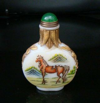 100 Handmade Carving Painting Gilt Snuff Bottles Old Peking Colored Glaze 023