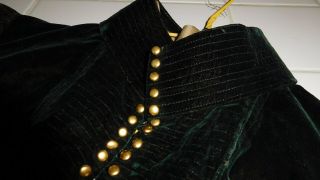 Antique Victoria Jacket,  Black/dark Green Velvet With Gold Buttons And Boned