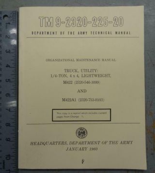 Army Tm 9 - 2320 - 225 - 20 Maintenance For M422 And M422a1 (mighty Mite) Bk673