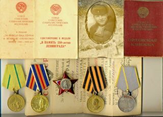 Russian Soviet Order Medal Red Star Leningrad Road Of Life Driver Ladoga (1140)