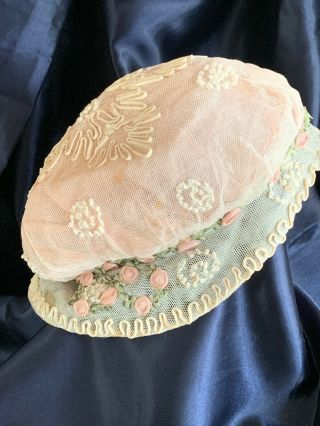 ANTIQUE BONNET.  FRENCH.  BEAUTIFULLY HAND MADE.  PERFECT FOR ANTIQUE DOLL 3