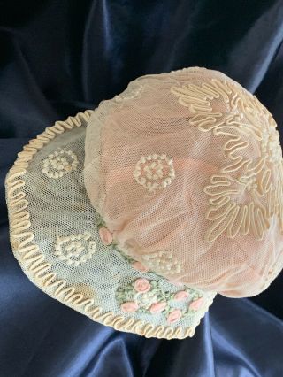 ANTIQUE BONNET.  FRENCH.  BEAUTIFULLY HAND MADE.  PERFECT FOR ANTIQUE DOLL 4
