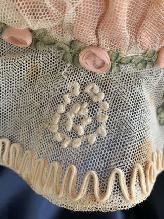 ANTIQUE BONNET.  FRENCH.  BEAUTIFULLY HAND MADE.  PERFECT FOR ANTIQUE DOLL 7