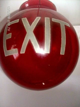 Ruby Red Glass Movie Theatre Exit Sign Shade Art Deco 1930 