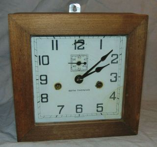 Antique Seth Thomas Square Wall Clock 8 - 6/8 " X 8 - 6/8 " Estate Fresh