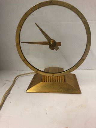 Antique Mid Century Jefferson Clock Co Golden Hour Electric Mantel Clock Running
