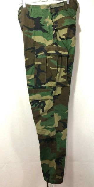 Military Hot Weather Woodland Camouflage Combat Pants Size Med X - Long B44