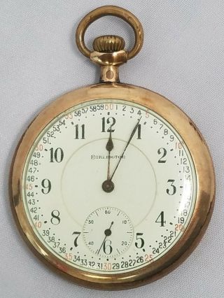 1916 Burlington Model 9 Railroad Grade Pocket Watch 21 Jewels Size 16s
