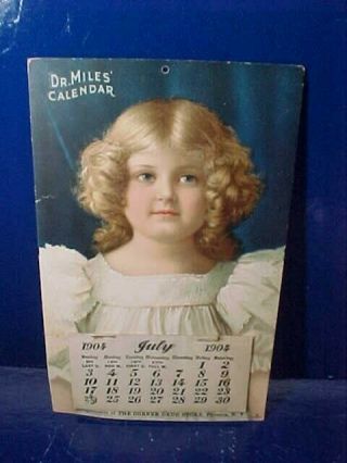 Orig 1904 Dr Miles Headache Pills Drug Store Advertising Calendar