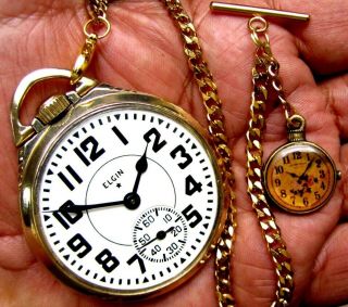 Antique 16 Size 21 Jewels Railroad Pocket Watch Elgin B.  W.  Raymond