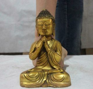 Chinese Buddhism Temple Bronze Gild Sakyamuni Shakyamuni Tathagata Buddha Statue