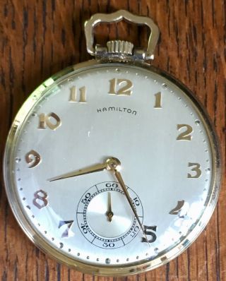 Vintage 23 Jewel Adj 5 Pos Model 945 Hamilton Pocket Watch 10kt Gf Case Running