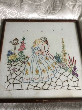Hand Embroidered Crinoline Lady Picture