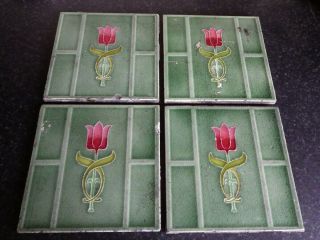 Art Nouveau Set Of Four Tiles