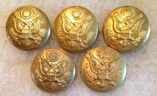 Indian Wars - Wwi,  5 Brass,  U.  S.  Army Great Seal Coat Buttons,  Horstmann
